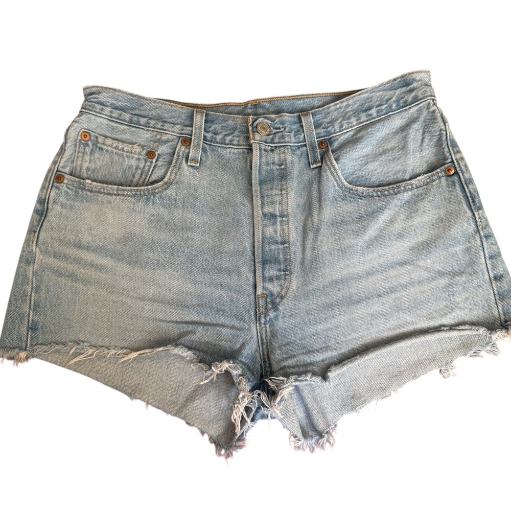Levi's Women's Size 31 Denim Shorts Light Wash Cutoffs Jean Button Fly High Rise